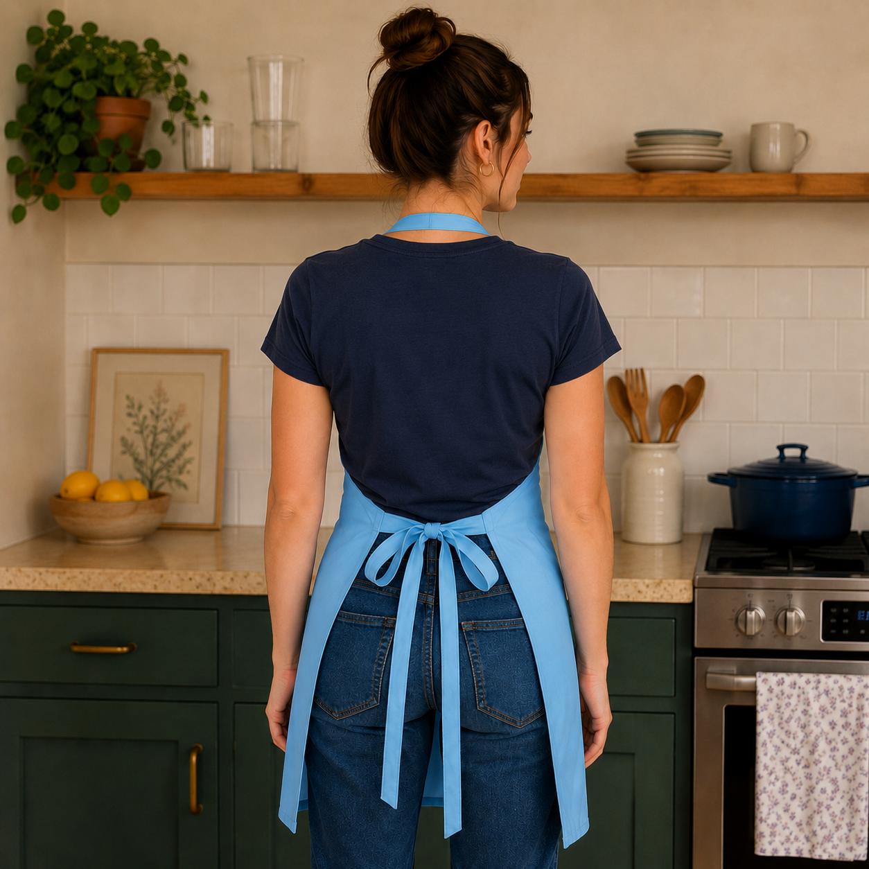 Lion of Judah Embroidered Apron — Sky Blue | Kingdom Wear UK