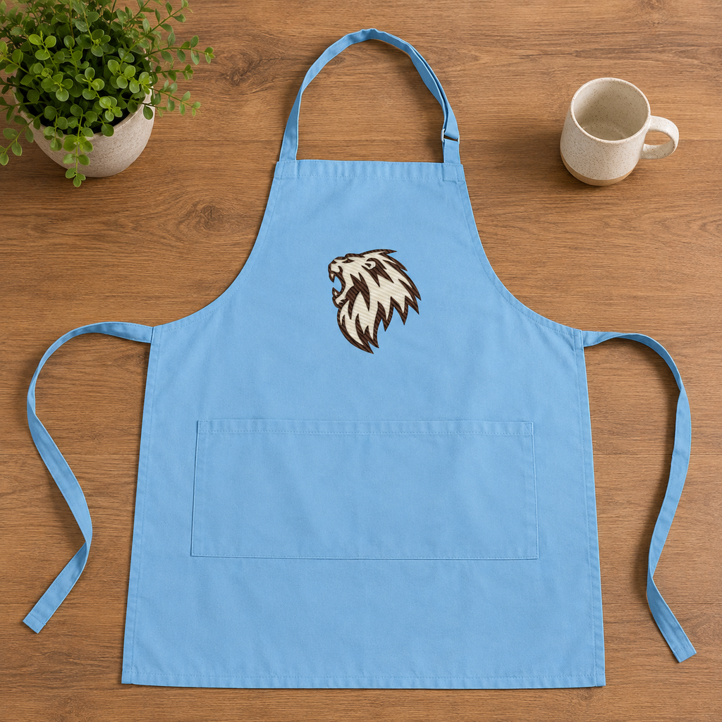 Lion of Judah Embroidered Apron — Sky Blue | Kingdom Wear UK