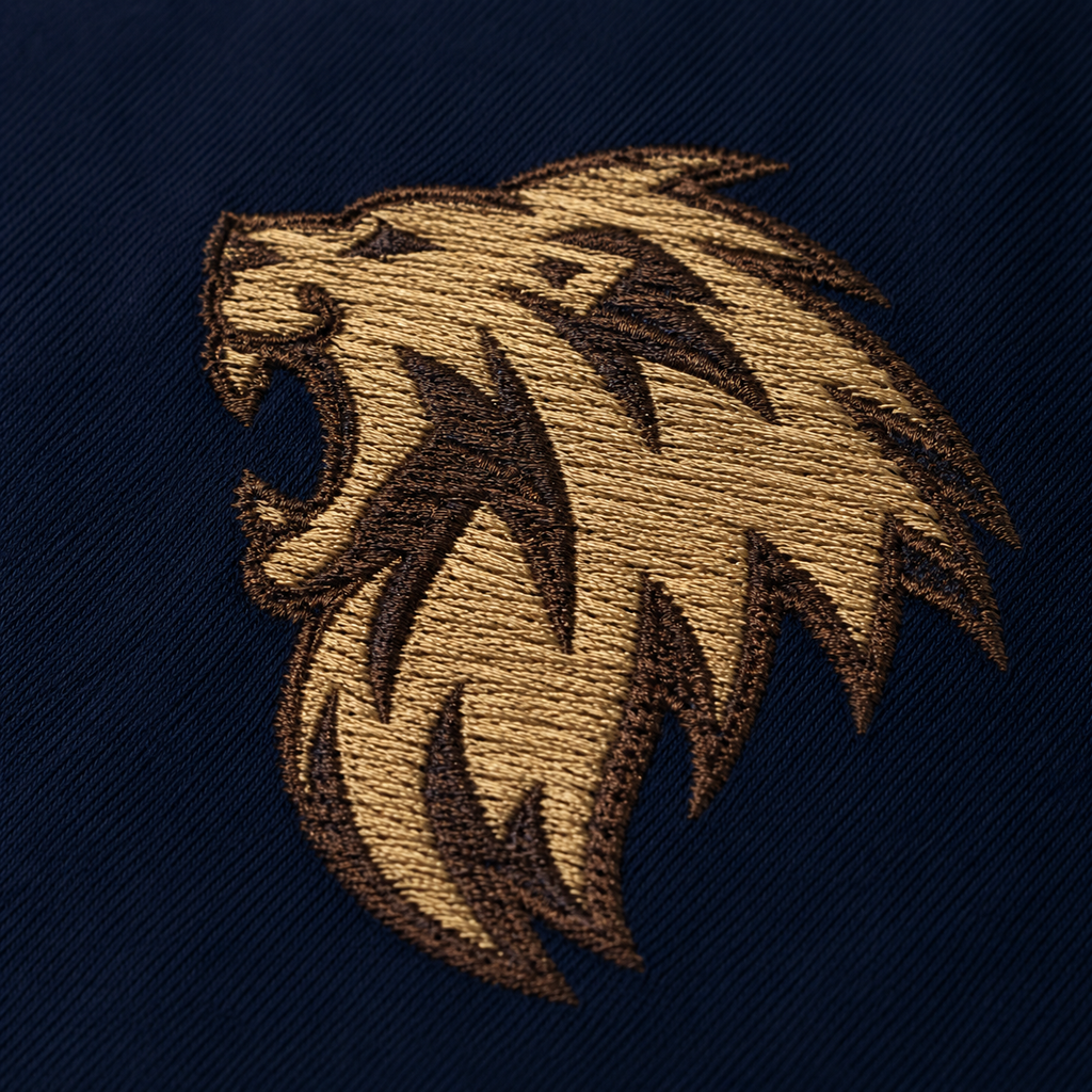 Lion of Judah Embroidered Apron — Navy | Kingdom Wear UK