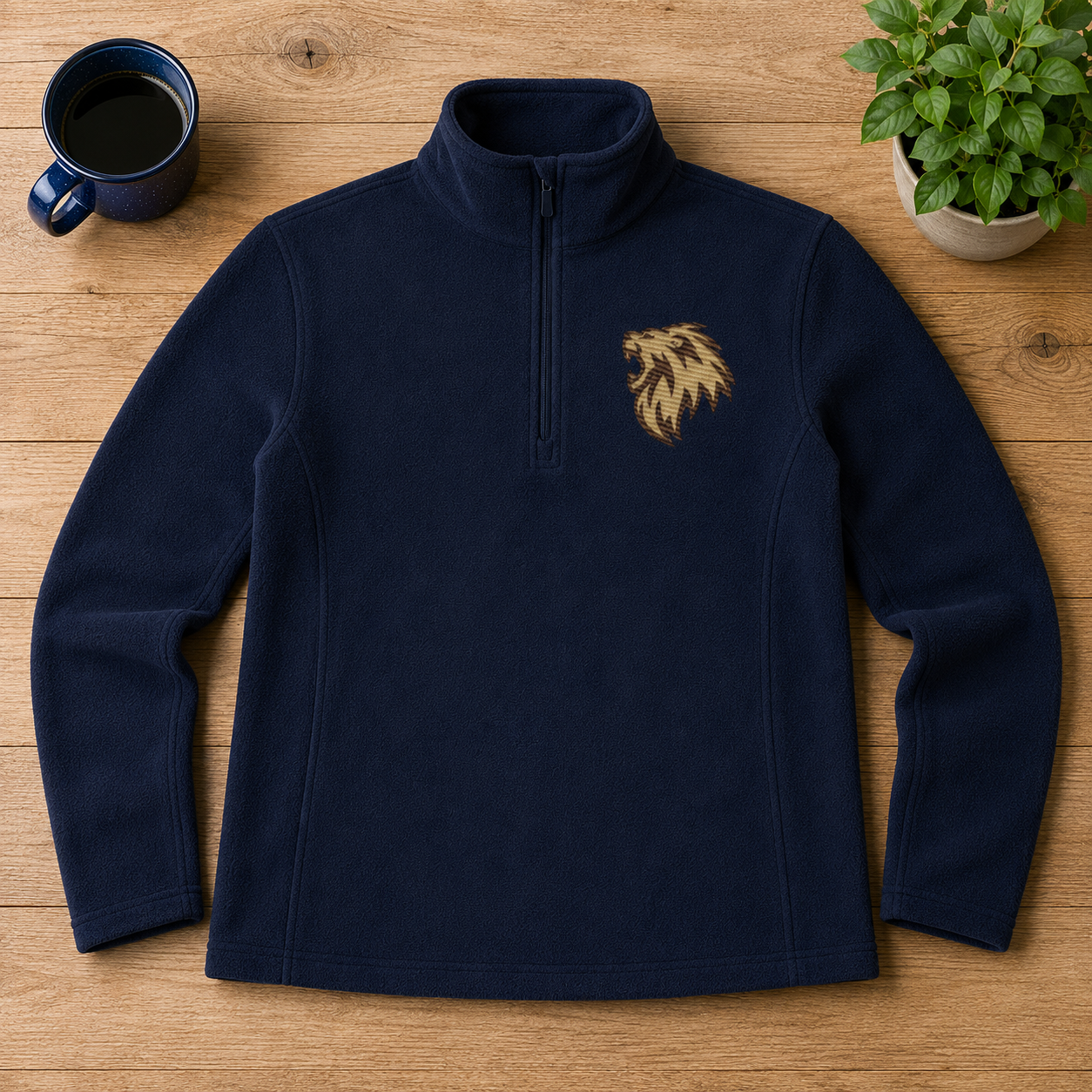 Lion of Judah Embroidered Microfleece — Navy | Kingdom Wear UK