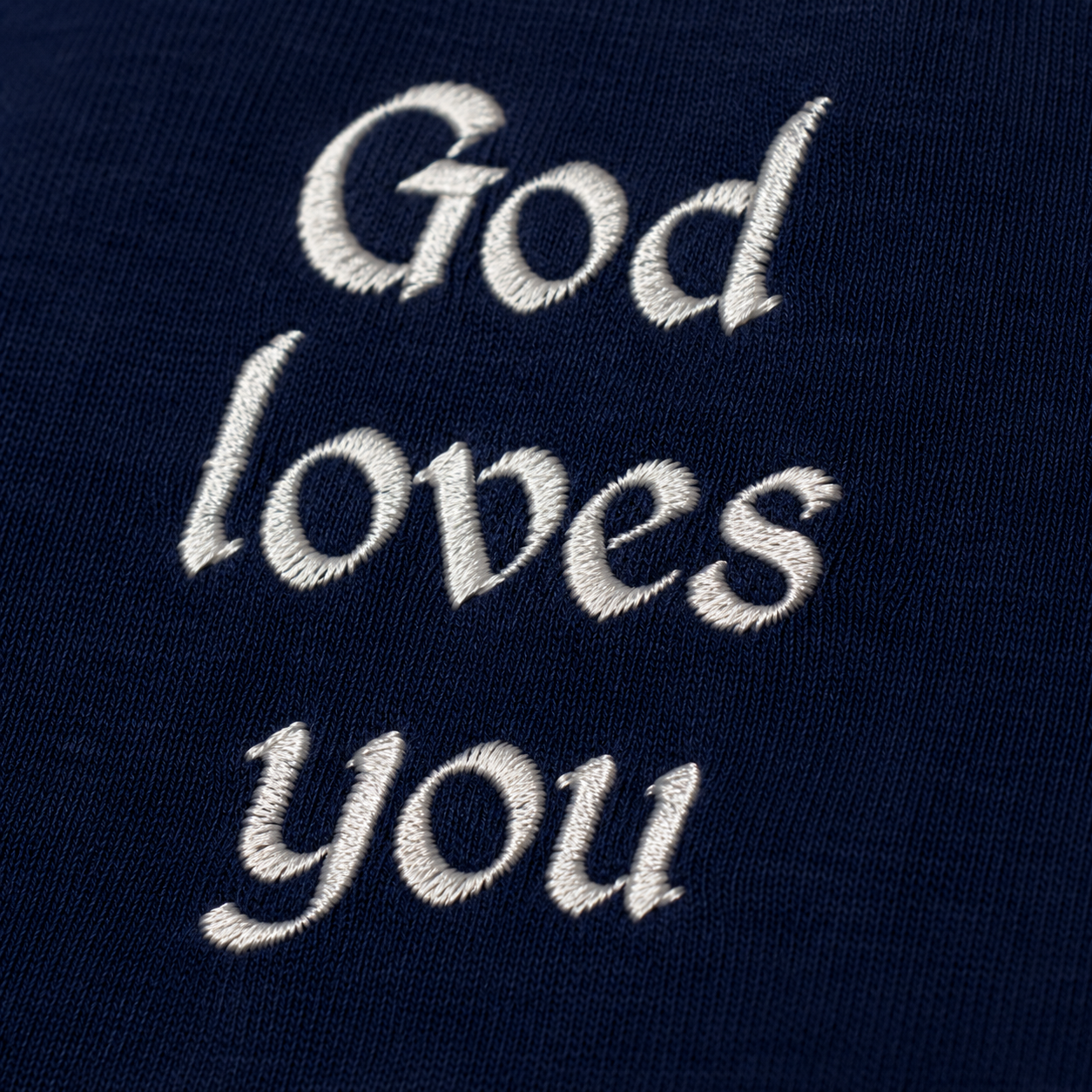 "God Loves You" Embroidered T-shirt — Navy | Kingdom Wear UK