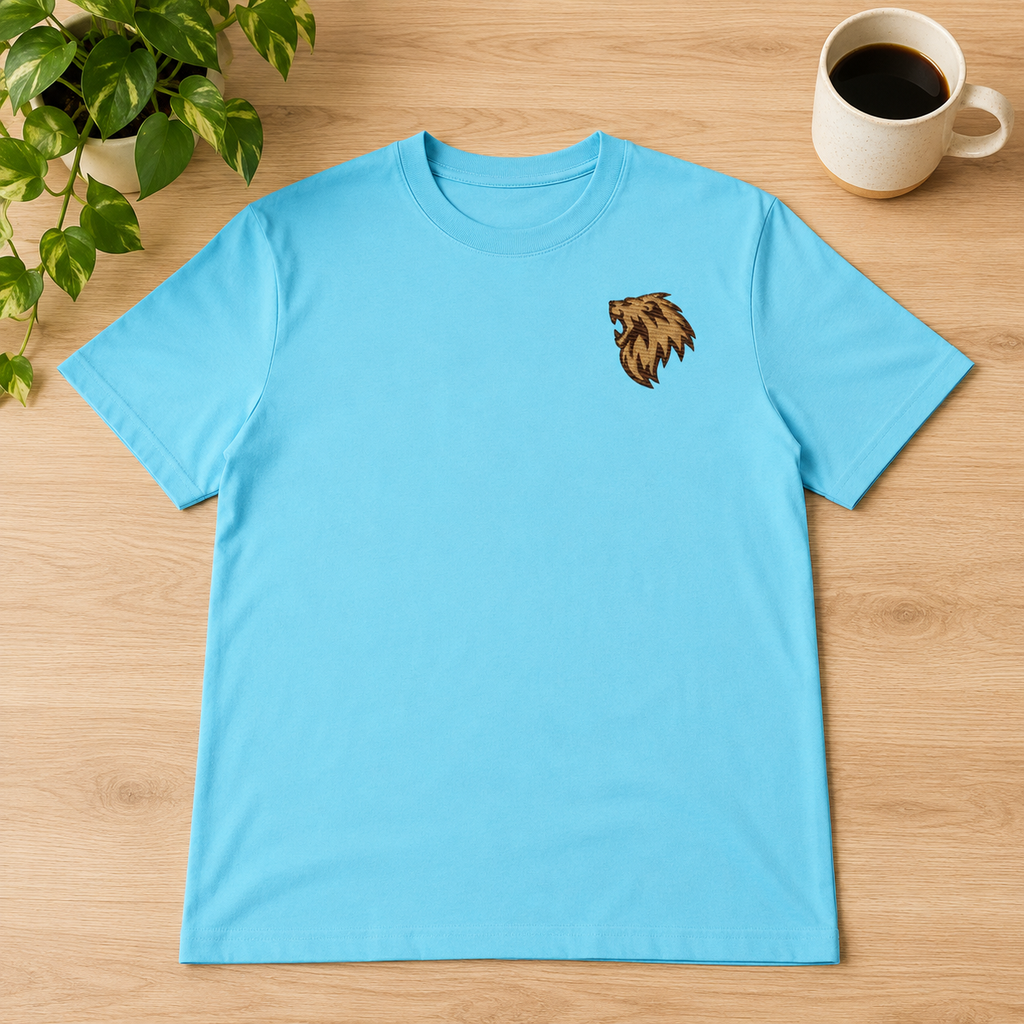 Lion of Judah Embroidered T-shirt — Sky Blue | Kingdom Wear UK