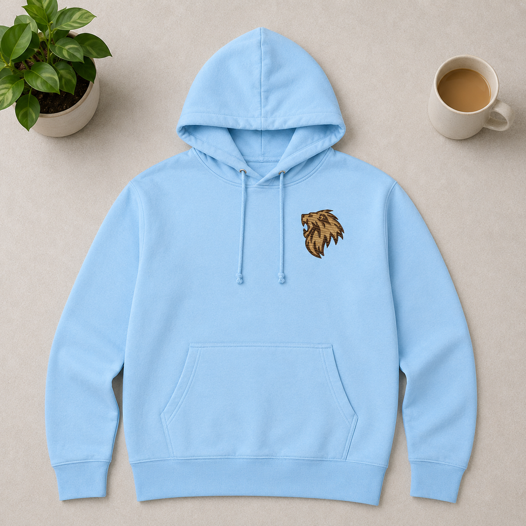Lion of Judah Embroidered Hoodie — Sky Blue | Kingdom Wear UK