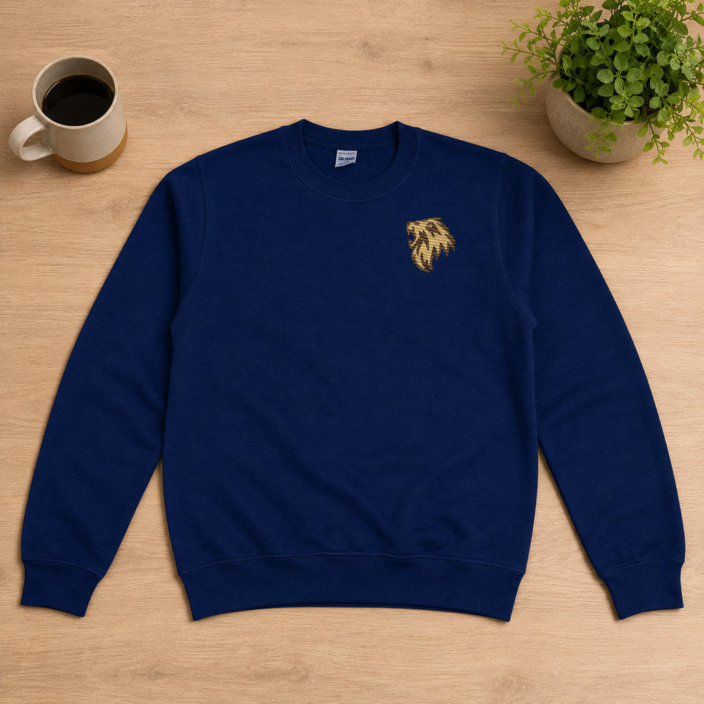 Lion of Judah Embroidered Sweatshirt — Navy | Kingdom Wear UK