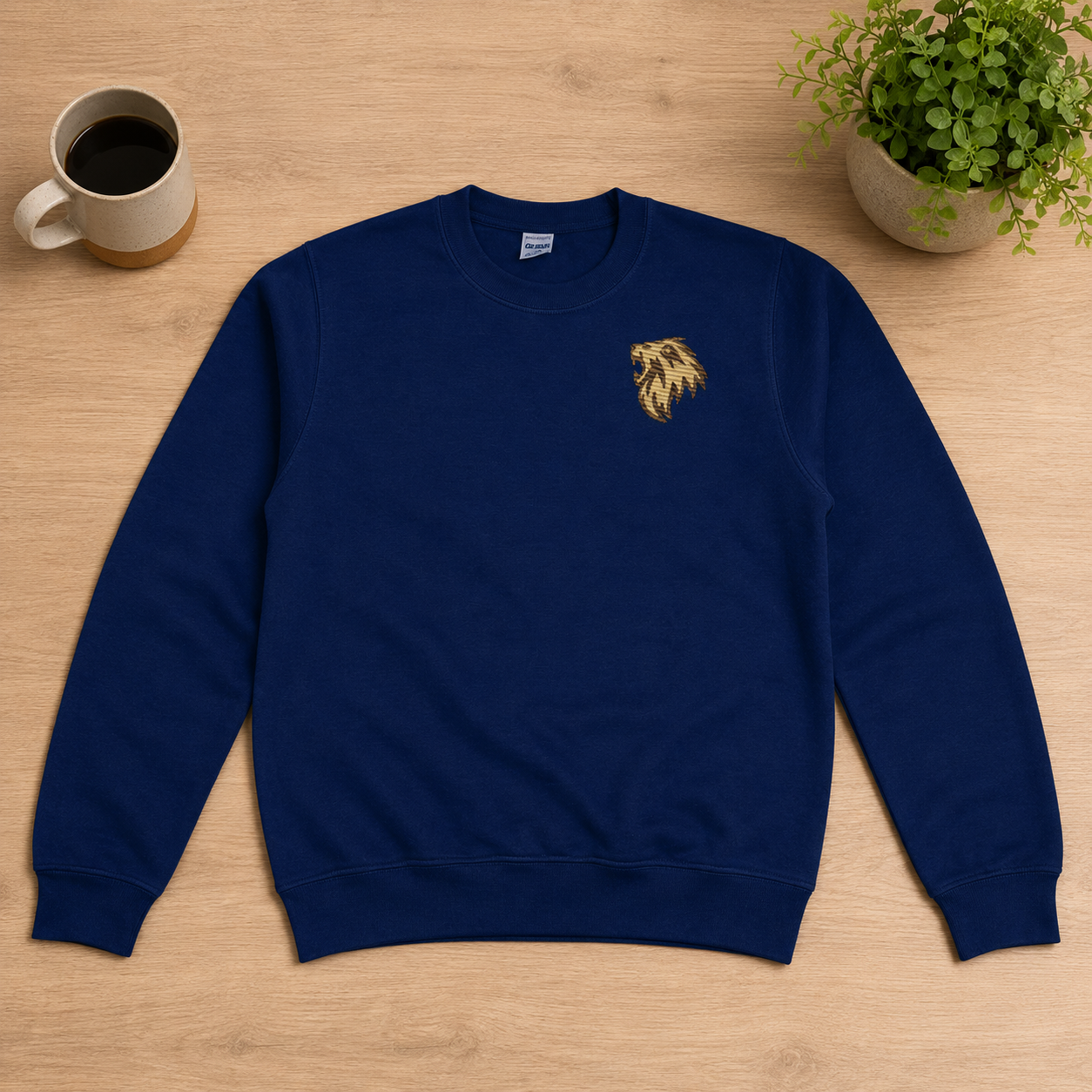 Lion of Judah Embroidered Sweatshirt — Navy | Kingdom Wear UK