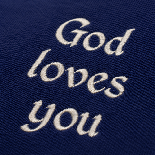 "God Loves You" Embroidered Hoodie — Navy | Kingdom Wear UK