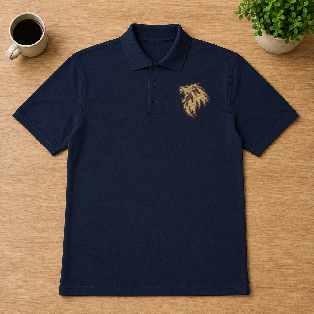 Lion of Judah Embroidered Polo Shirt — Navy | Kingdom Wear UK