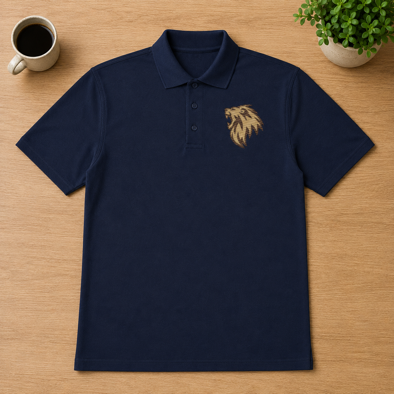 Lion of Judah Embroidered Polo Shirt — Navy | Kingdom Wear UK