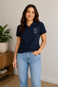 "God Loves You" Embroidered Polo Shirt — Navy | Kingdom Wear UK