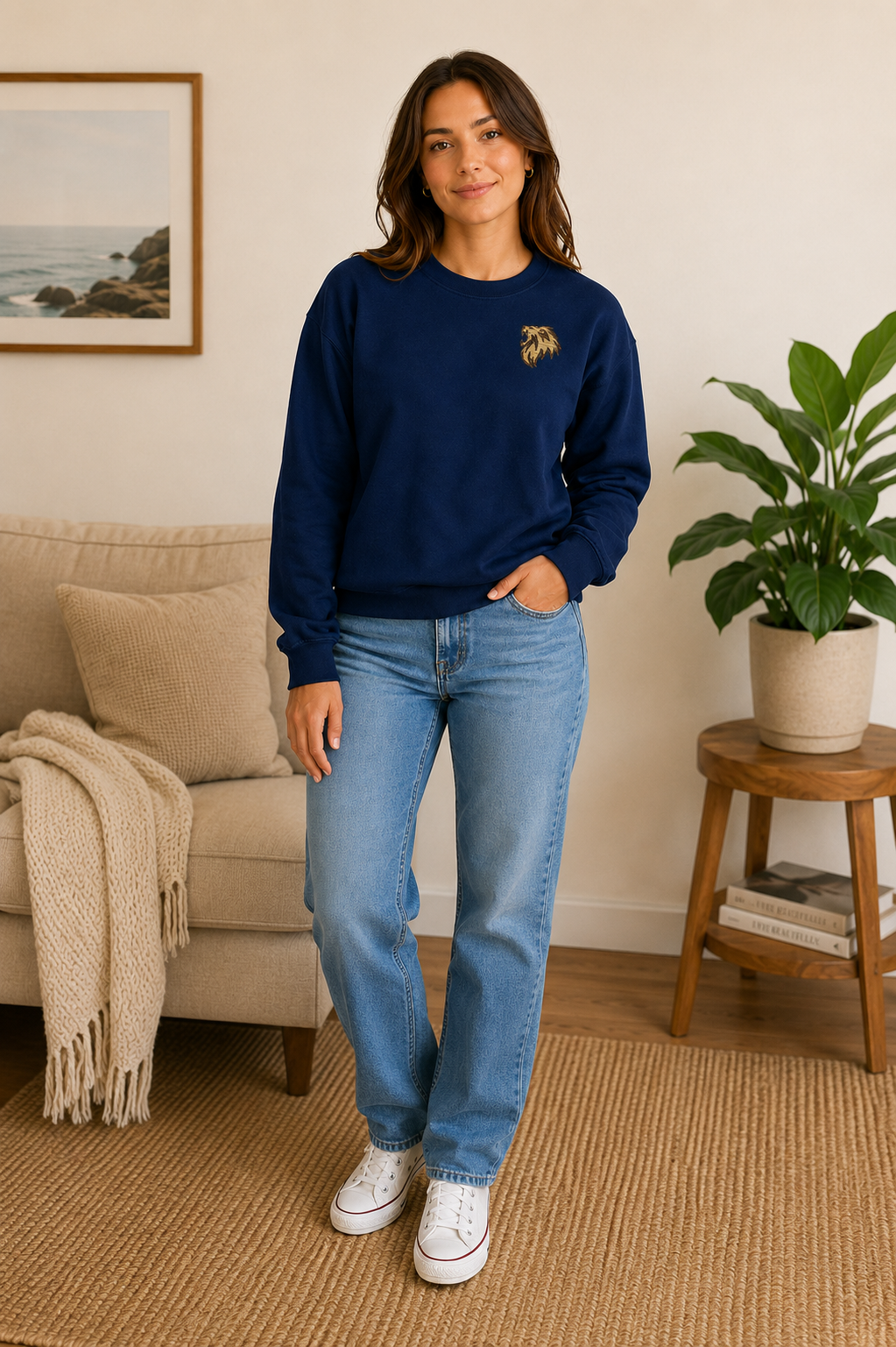Lion of Judah Embroidered Sweatshirt — Navy | Kingdom Wear UK